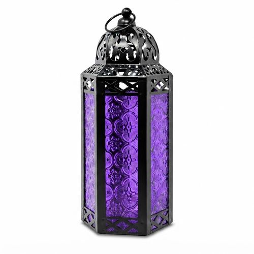 Vela Lanterns Moroccan Candle Holder, Purple, Medium