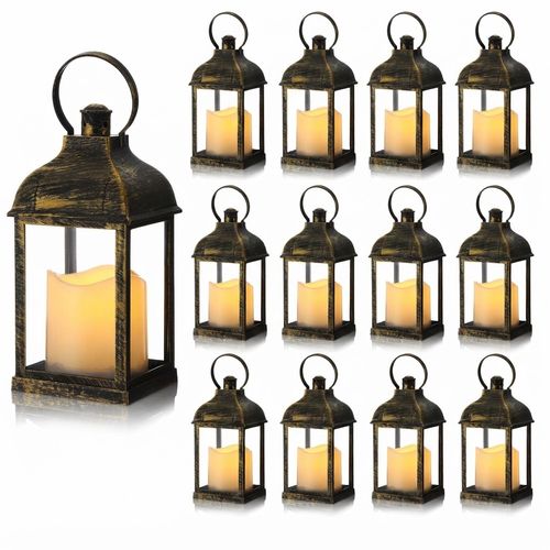 Vela Lanterns Bronze LED Candle Lanterns, 10 in, 12-Pack